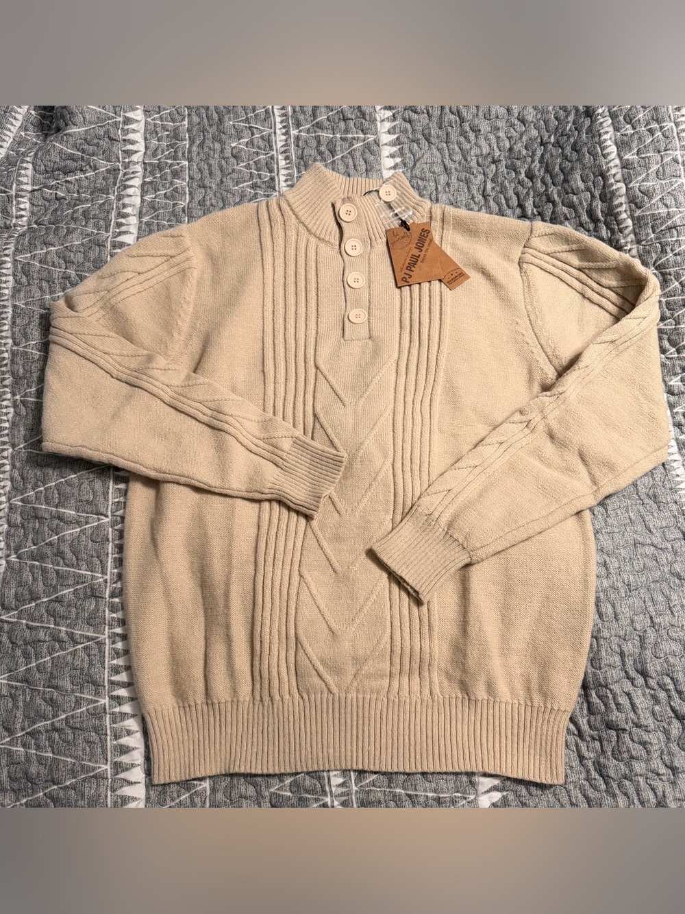 PJ PAUL JONES Men’s Quarter Button Turtlenecks Sweater | Size M |‎ NWT | A3